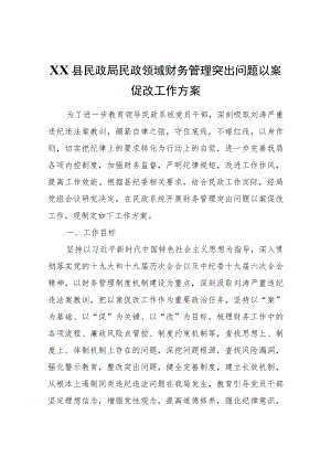 XX县民政局民政领域财务管理突出问题以案促改工作方案.docx