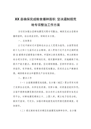 XX县确保完成粮食播种面积、坚决遏制撂荒地专项整治工作方案.docx