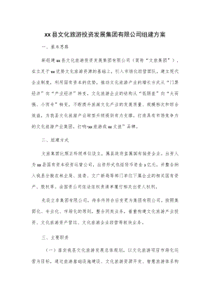 xx县文化旅游投资发展集团有限公司组建方案.docx