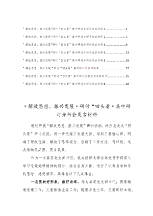 “解放思想、振兴发展”研讨“回头看”集中研讨交流分析会个人发言材料（8篇）.docx