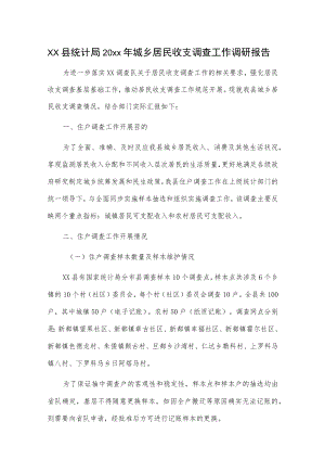xx县统计局20xx城乡居民收支调查工作调研报告.docx