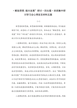 “解放思想、振兴发展”研讨“回头看”集中研讨学习会心得发言材料五篇.docx