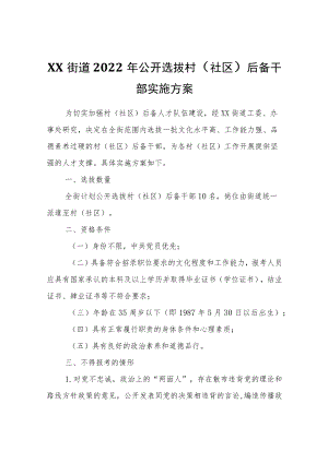 XX街道2022公开选拔村（社区）后备干部实施方案.docx