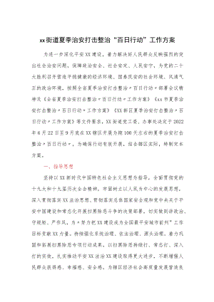 xx街道夏季治安打击整治“百日行动”工作方案.docx