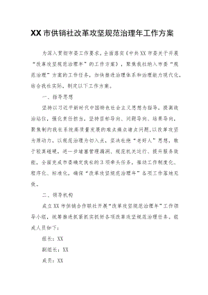 XX市供销社改革攻坚规范治理工作方案.docx