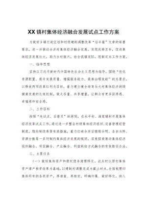 XX镇村集体经济融合发展试点工作方案.docx