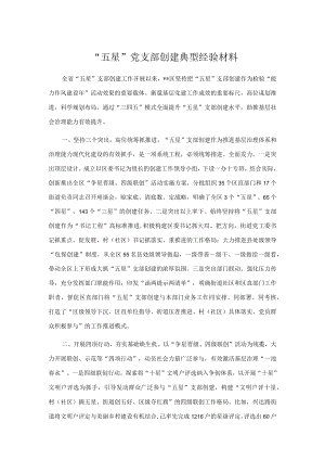 “五星”党支部创建典型经验材料.docx