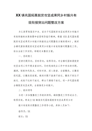 XX镇巩固拓展脱贫攻坚成果同乡村振兴有效衔接突出问题整改方案.docx