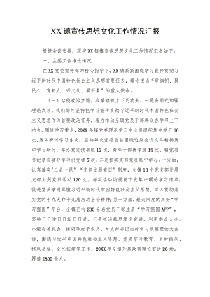 XX镇宣传思想文化工作情况汇报.docx