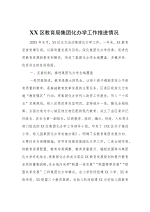 XX区教育局集团化办学工作推进情况.docx