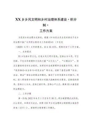 XX乡乡风文明和乡村治理体系建设“积分制”工作方案.docx