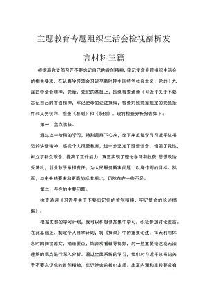 主题教育专题组织生活会检视剖析发言材料三篇.docx