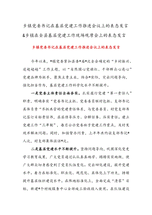 乡镇党委书记在基层党建工作推进会议上的表态发言 & 乡镇在全县基层党建工作现场观摩会上的表态发言.docx