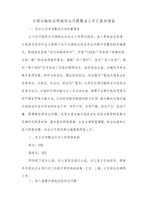 交通运输执法领域突出问题整治工作汇报供借鉴.docx