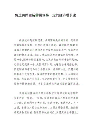 促进共同富裕需要保持一定的经济增长速度.docx