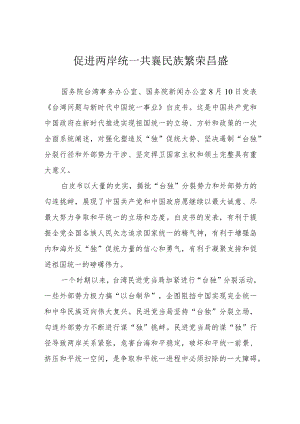 促进两岸统一 共襄民族繁荣昌盛.docx