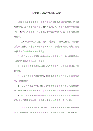 关于设立分公司的决定.docx