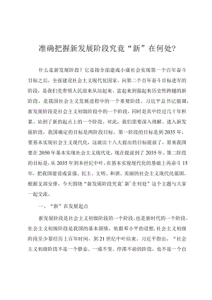 党课讲稿《准确把握新发展阶段究竟“新”在何处？》.docx