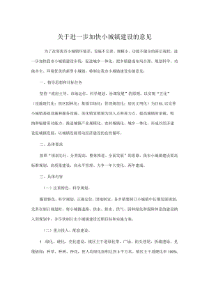关于进一步加快小城镇建设的意见.docx