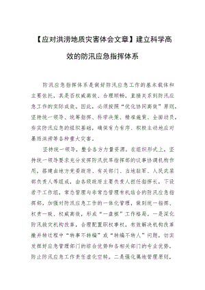 【应对洪涝地质灾害体会文章】建立科学高效的防汛应急指挥体系.docx