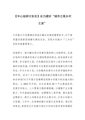 【中心组研讨发言】合力建好“城市之尾乡村之首”.docx