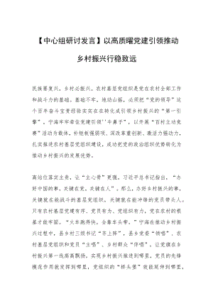 【中心组研讨发言】以高质量党建引领推动乡村振兴行稳致远.docx