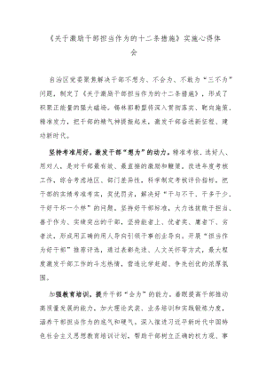 《关于激励干部担当作为的十二条措施》实施心得体会.docx