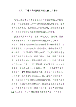 【人才工作】为高质量发展提供有力人才支撑.docx