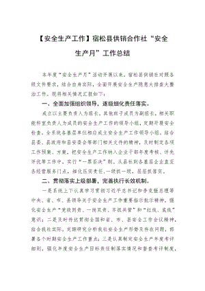 【安全生产工作】宿松县供销合作社“安全生产月”工作总结.docx
