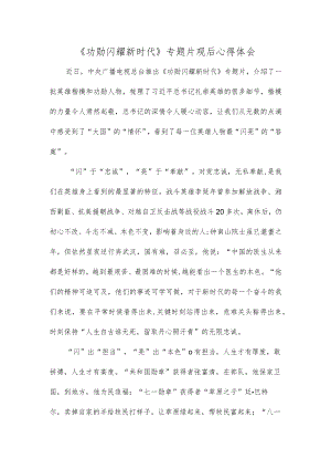 《功勋闪耀新时代》专题片观后心得体会.docx