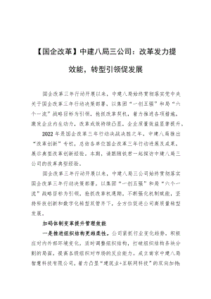 【国企改革】中建八局三公司：改革发力提效能转型引领促发展.docx