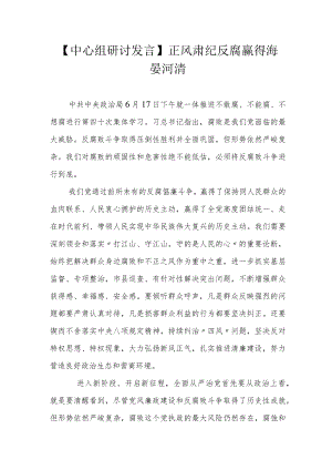 【中心组研讨发言】正风肃纪反腐 赢得海晏河清.docx