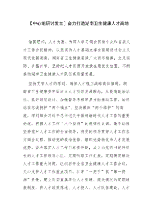 【中心组研讨发言】奋力打造湖南卫生健康人才高地.docx
