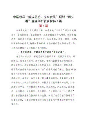中层领导“解放思想、振兴发展”研讨“回头看”查摆剖析发言材料7篇.docx