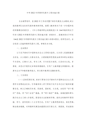 中学2022 师德师风提升工程实施方案.docx