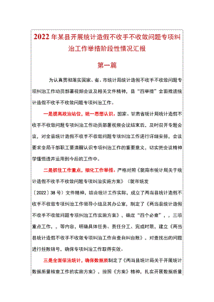 2篇2022某县开展统计造假不收手不收敛问题专项纠治工作举措阶段性情况汇报.docx