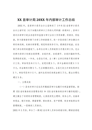 XX县审计局2021内部审计工作总结.docx