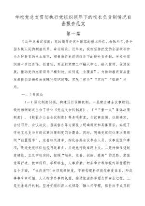 2篇2022学校党总支贯彻执行党组织领导下的校长负责制情况自查报告范文.docx