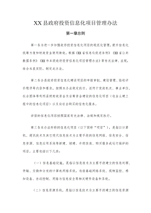 XX县政府投资信息化项目管理办法.docx
