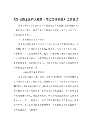 XX县安全生产大检查(危险废物领域）工作总结.docx