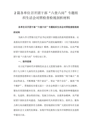 2篇各单位召开团干部“六查六问”专题组织生活会对照检查检视剖析材料.docx