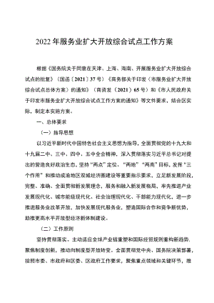 2022服务业扩大开放综合试点工作方案.docx