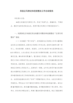 2022某县正风肃纪和巡视整改工作总结报告.docx