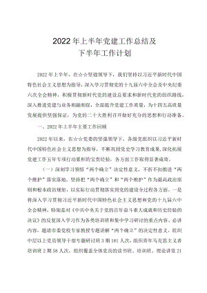 2022上半党建工作总结及下半工作计划.docx