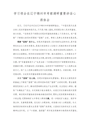 2022学习领会在辽宁锦州市考察调研重要讲话心得体会（范文 ）.docx