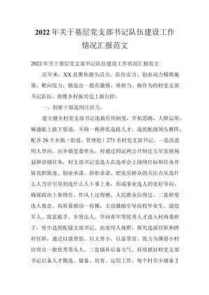 2022关于基层党支部书记队伍建设工作情况汇报范文.docx