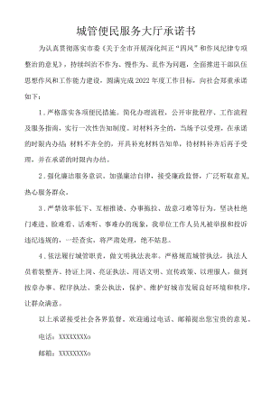 城管便民服务大厅承诺书.docx