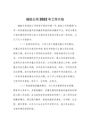 城投公司2022工作计划.docx