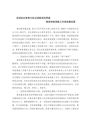 实现执纪审查与执法调查有效贯通 推进审查调查工作高质量发展.docx