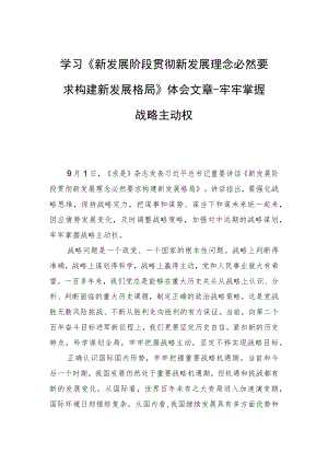 学习《新发展阶段贯彻新发展理念必然要求构建新发展格局》体会文章－牢牢掌握战略主动权.docx